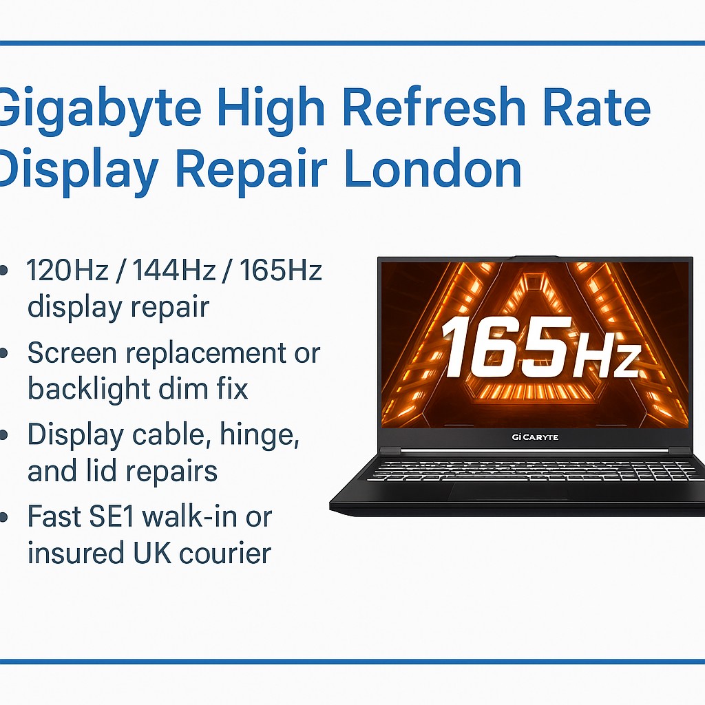 Gigabyte 144Hz 165Hz Screen Repair London
