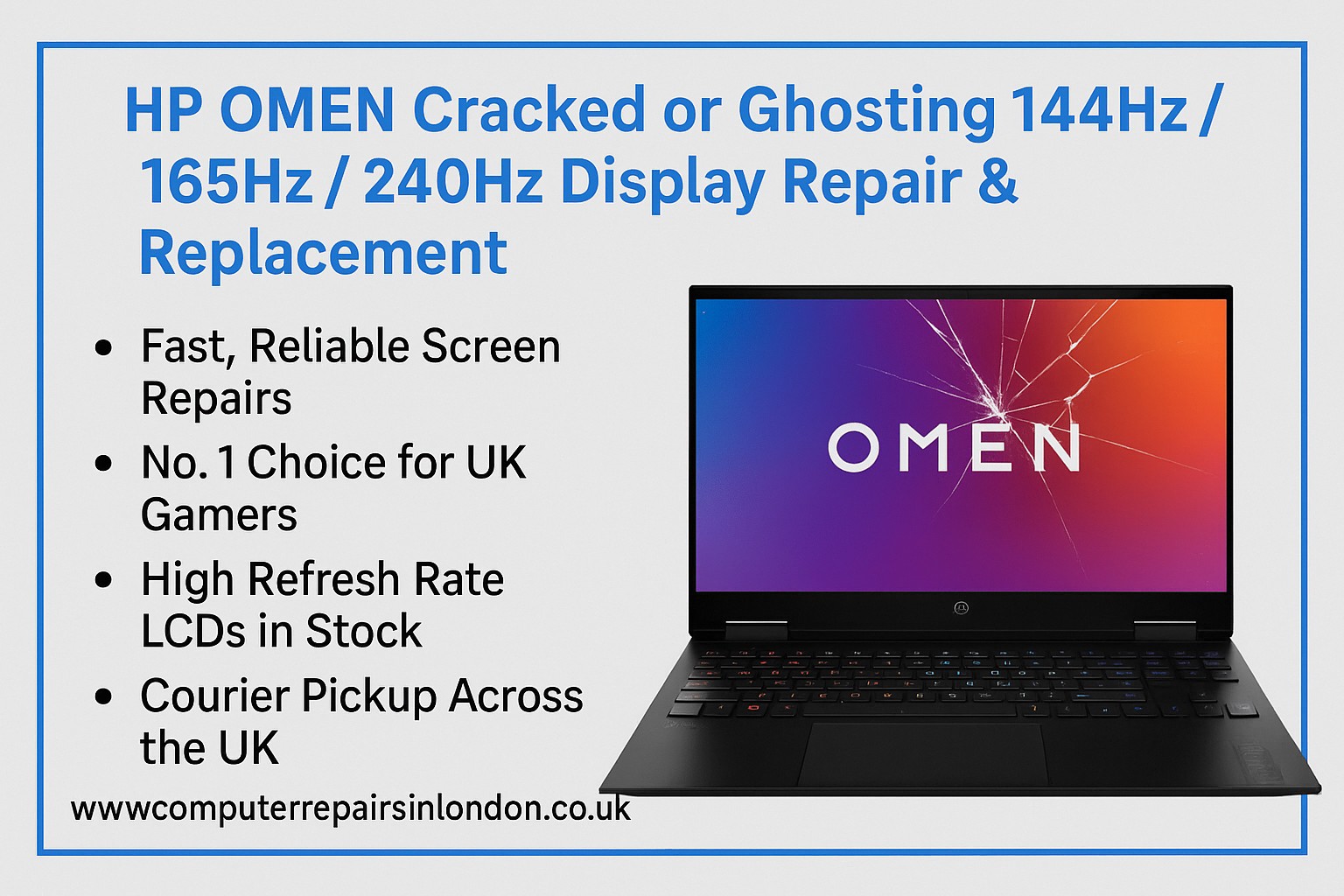 HP OMEN 165Hz 240Hz Screen Replacement London