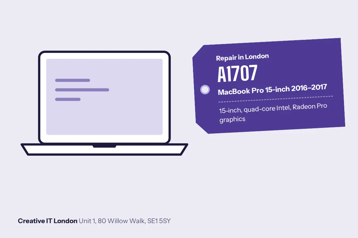 A1707 MacBook Pro 15-inch 2016–2017 repair at Creative IT London