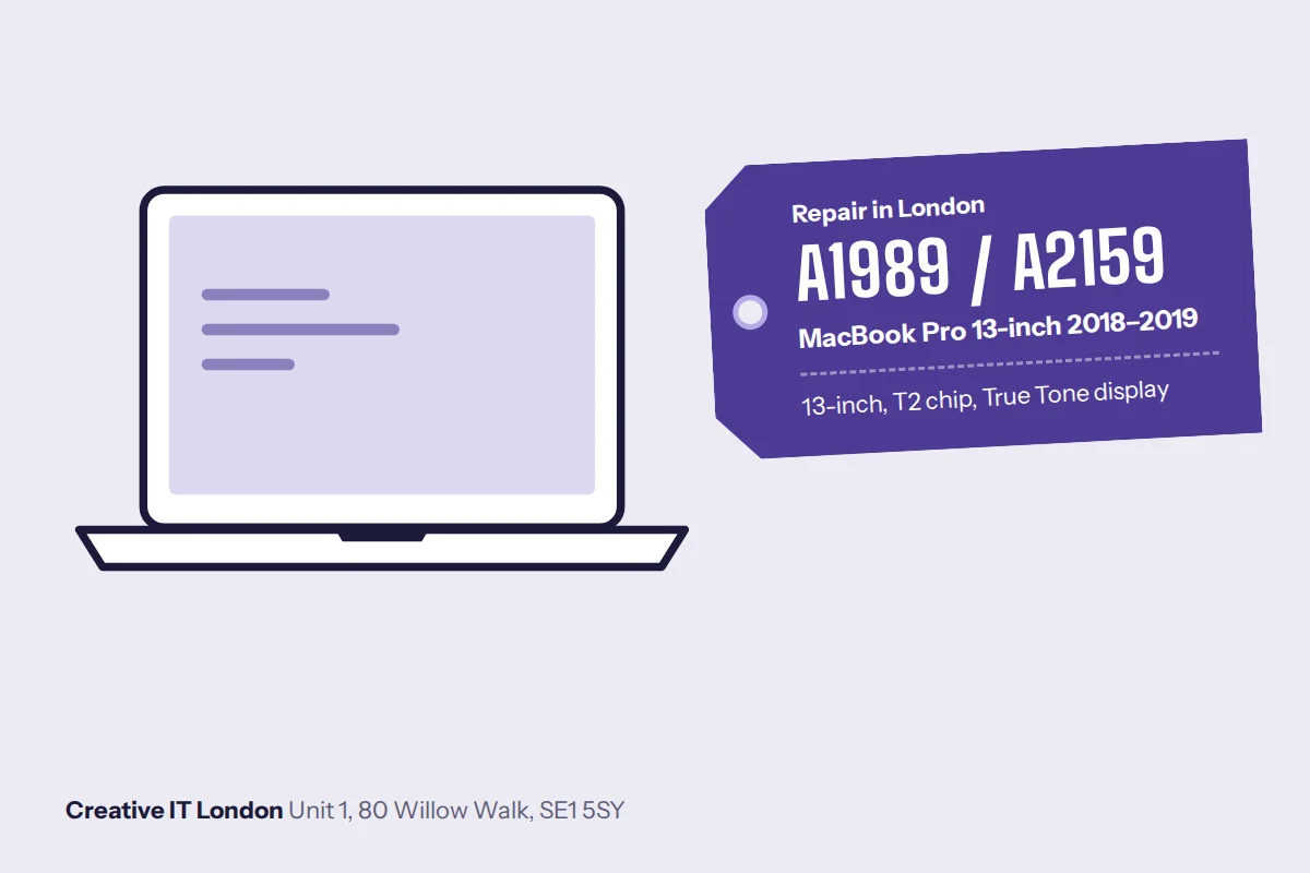 A1989 / A2159 MacBook Pro 13-inch 2018–2019 repair at Creative IT London