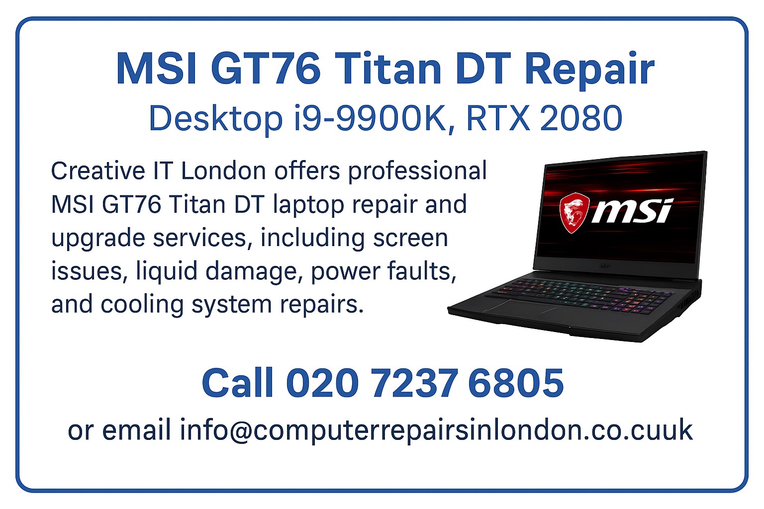 MSI GT76 Titan DT Repair London